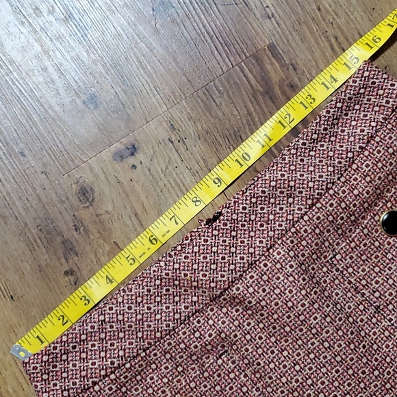 Loft wool blend red patterned mini pencil skirt lined - Picture 7 of 8